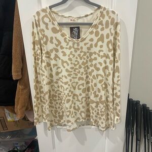 BiBi Cream & Tan Leopard Print Long Sleeve Tee